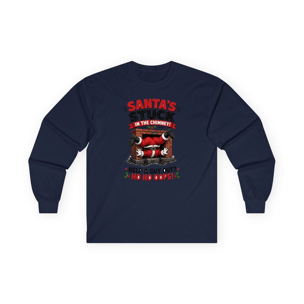 Ho Ho Oops personalised long sleeve Christmas T-shirt in navy