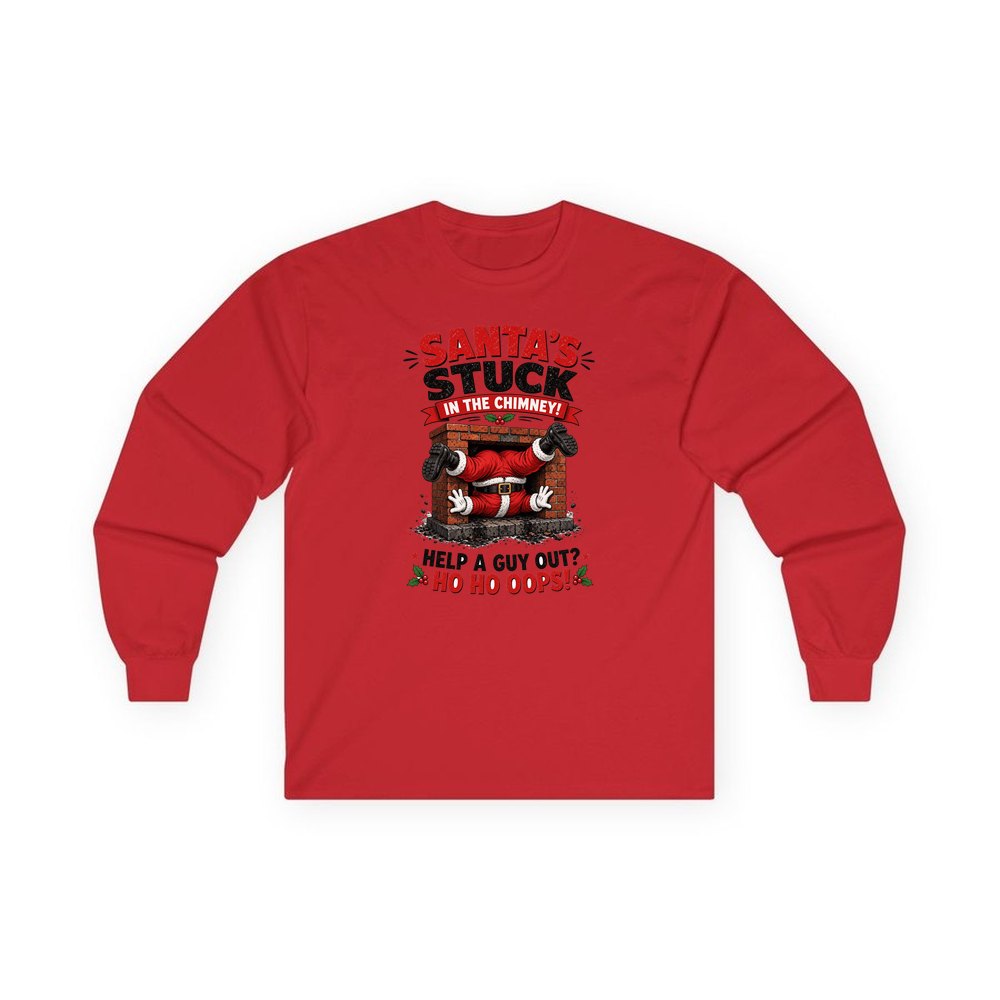 Ho Ho Oops personalised long sleeve Christmas T-shirt in red