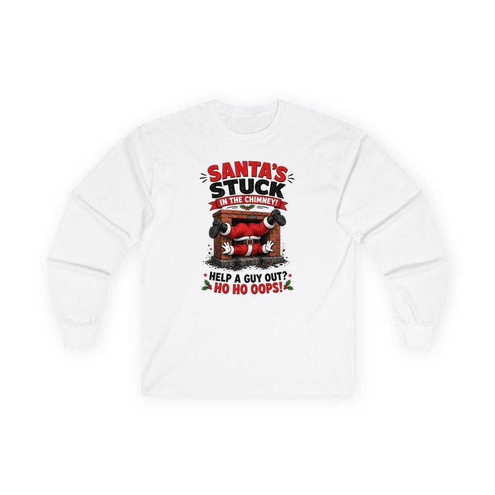 Ho Ho Oops personalised long sleeve Christmas T-shirt in white