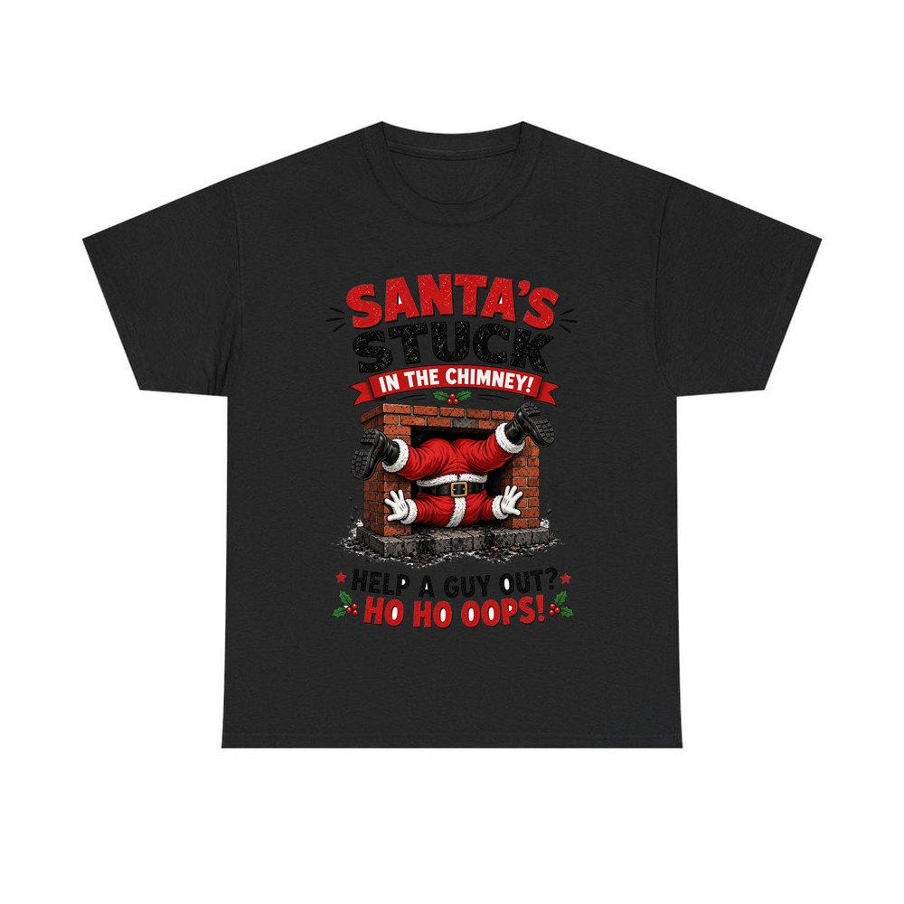Ho Ho Oops personalised Christmas T-shirt in black