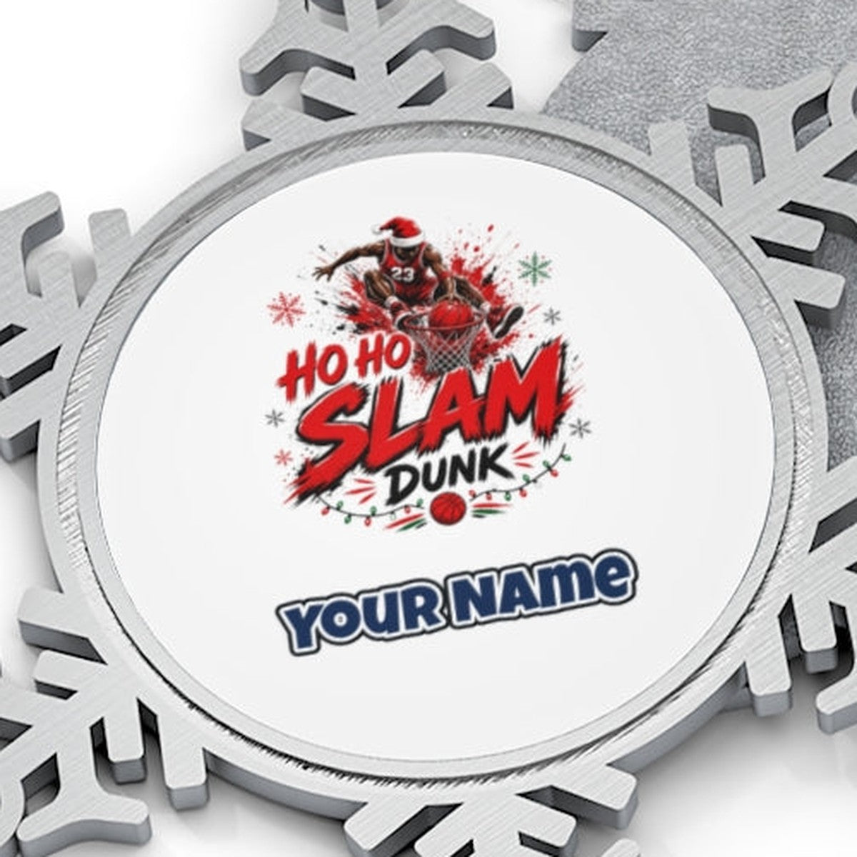 Ho Ho Slam Dunk Personalised Pewter Christmas Ornament