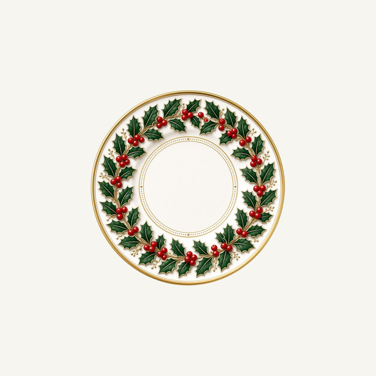 Holly Border Christmas Plate Personalised Christmas Mug
