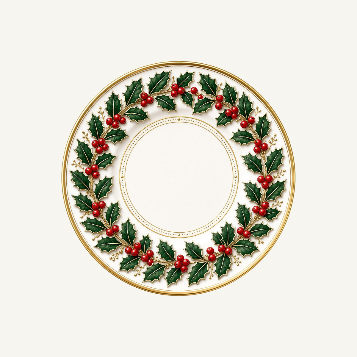 Holly Border Christmas Plate Personalised Santa Sack