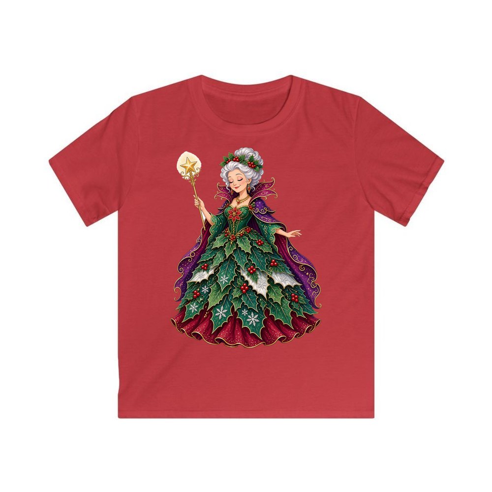 Holly Fairy Godmother personalised kids Christmas tee in red