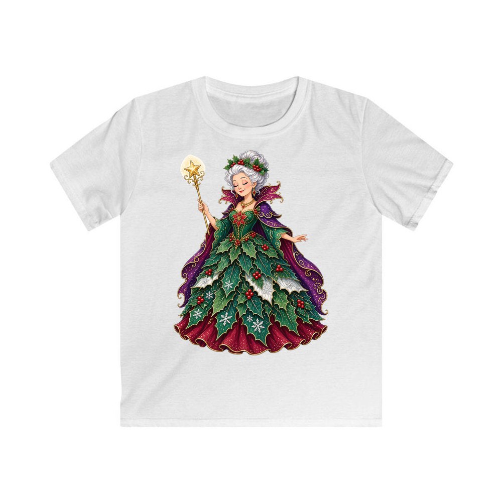 Holly Fairy Godmother personalised kids Christmas tee in white