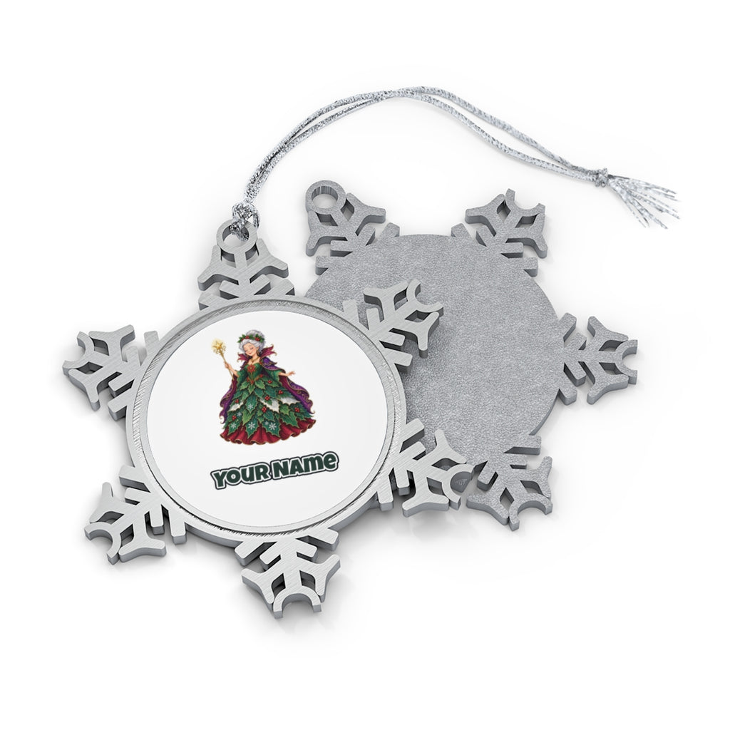 Holly Fairy Godmother Personalised Pewter Christmas Ornament