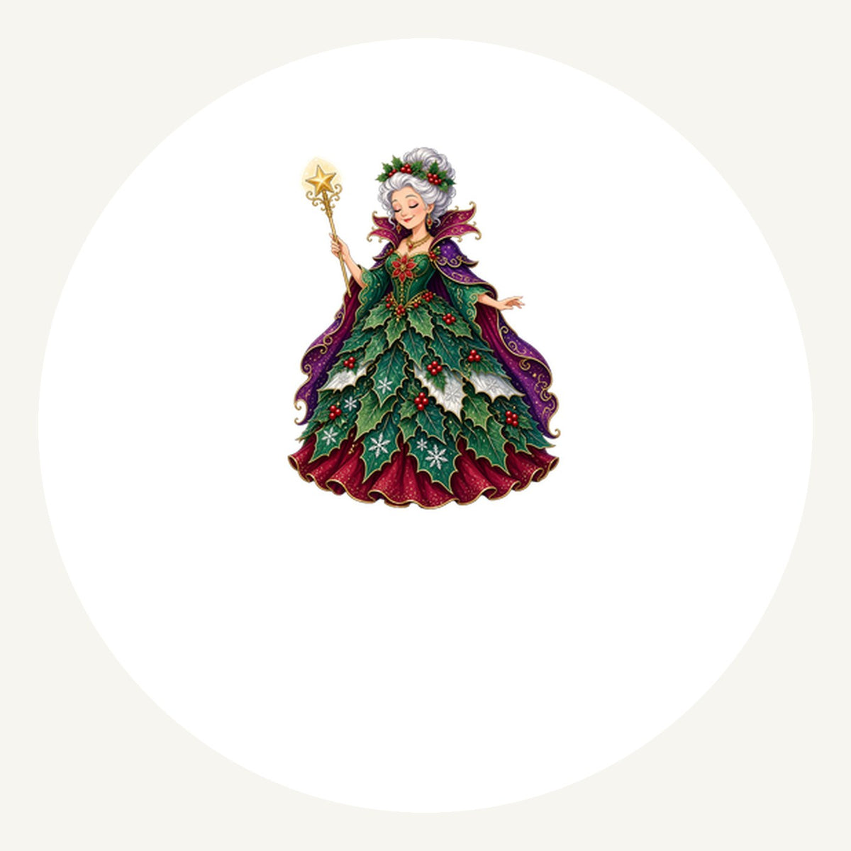 Holly Fairy Godmother Personalised Pewter Christmas Ornament