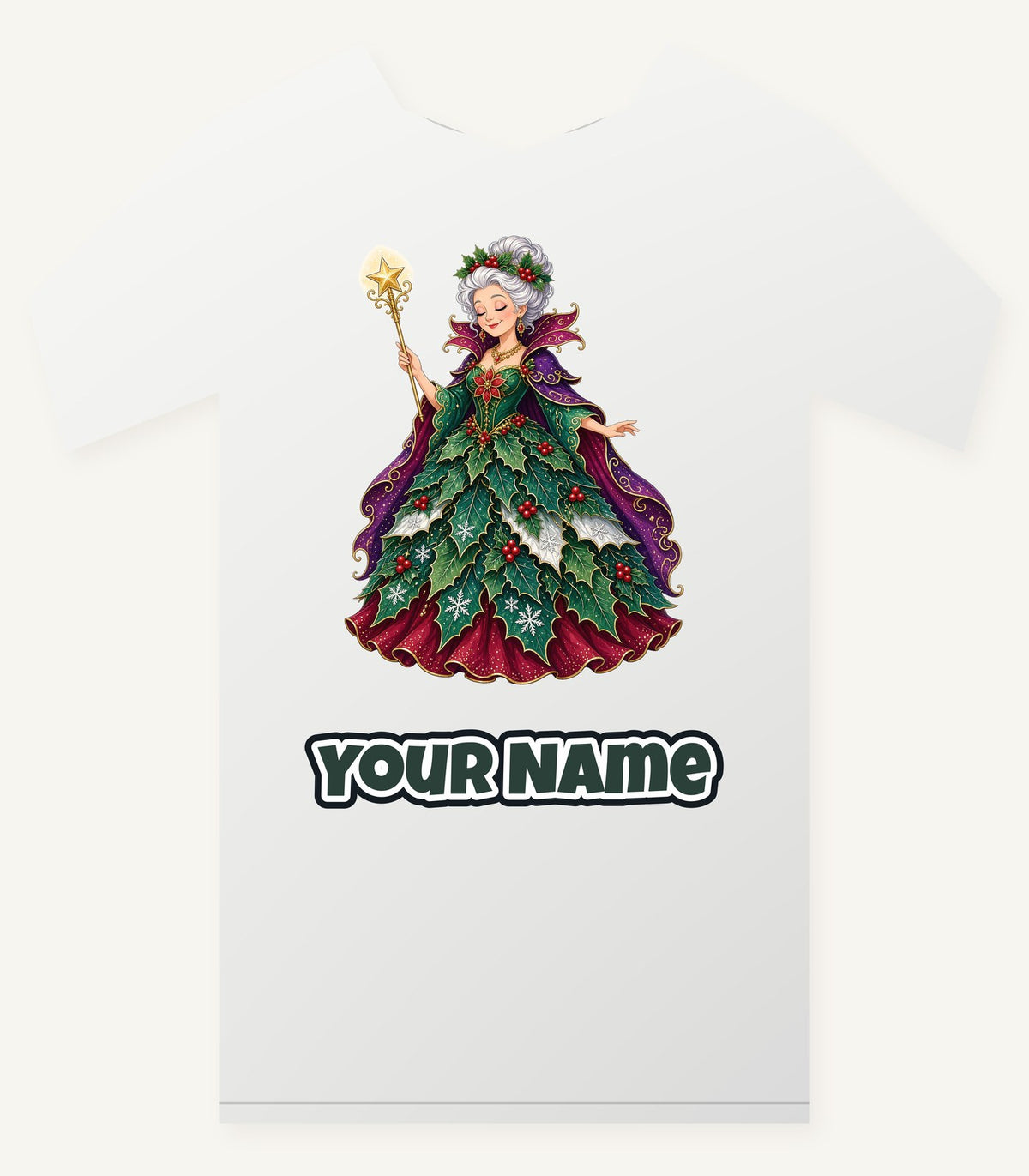 Holly Fairy Godmother Personalised Christmas T-Shirt and Hoodie