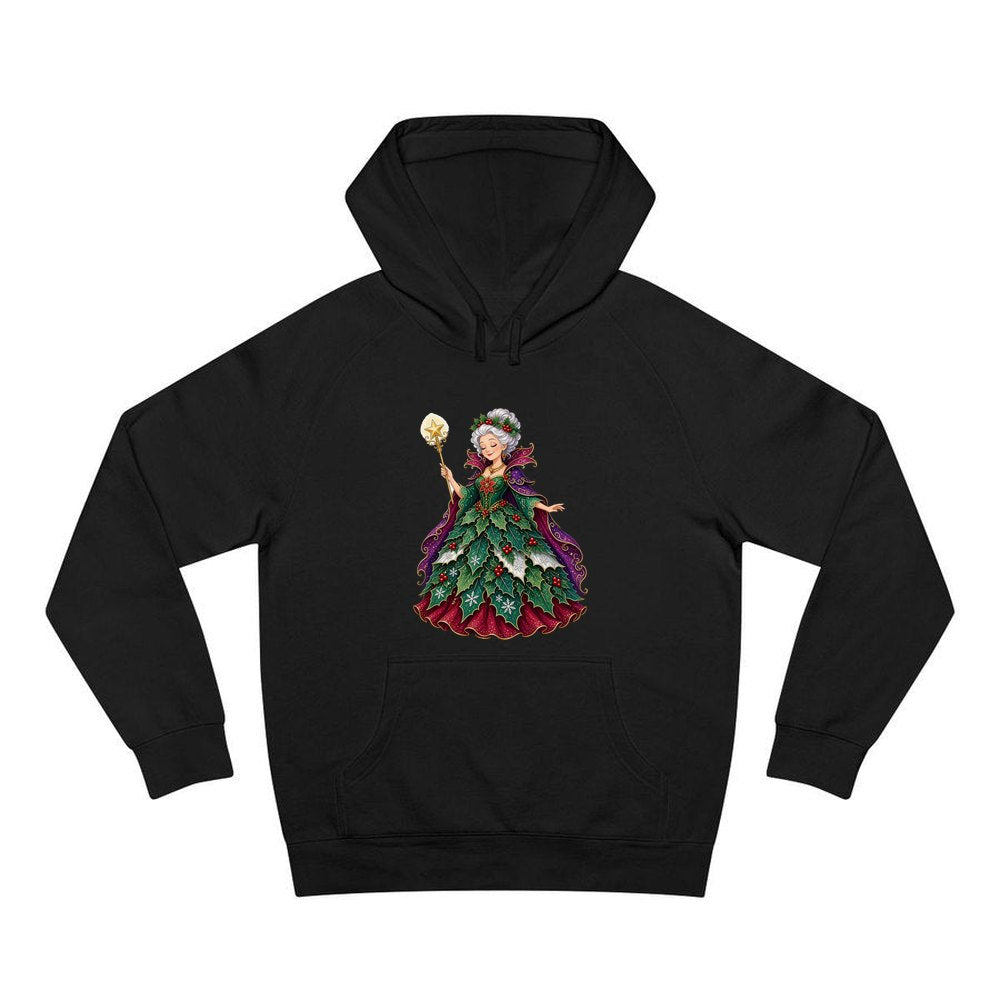Holly Fairy Godmother personalised Christmas hoodie in black