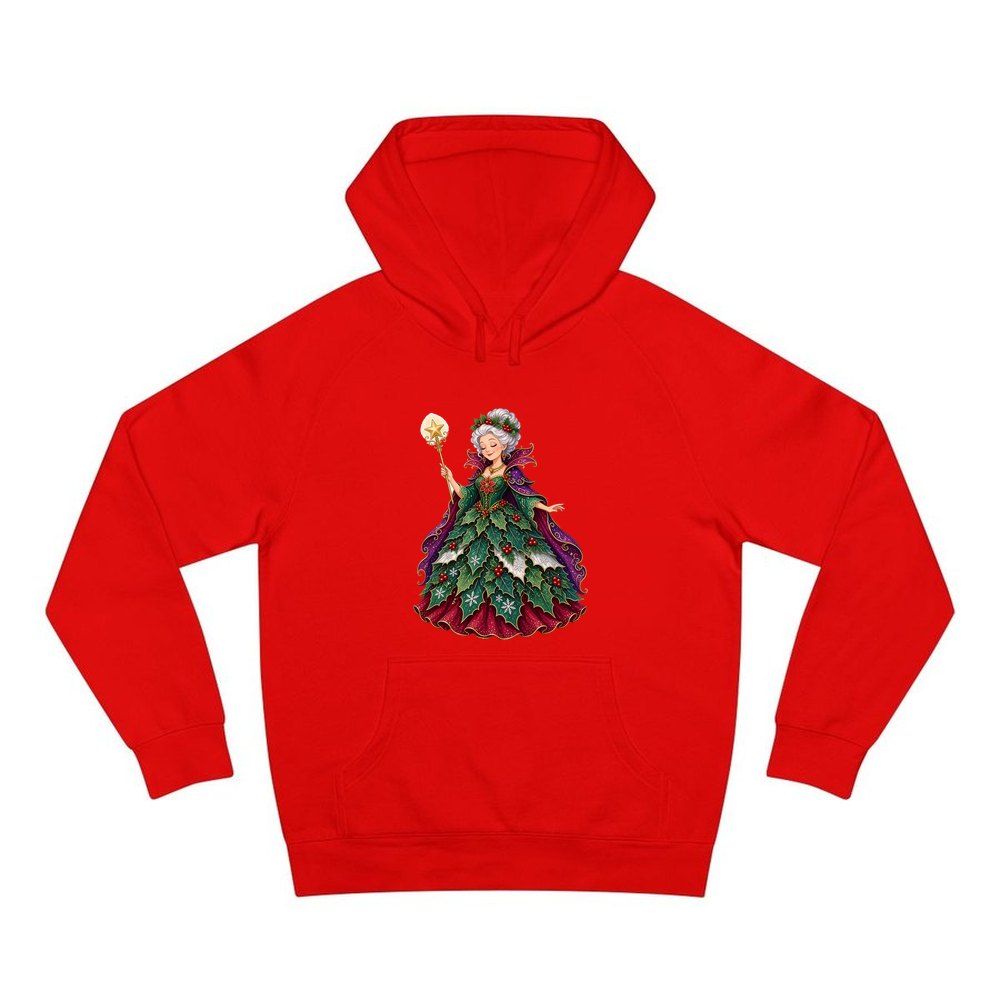Holly Fairy Godmother personalised Christmas hoodie in red