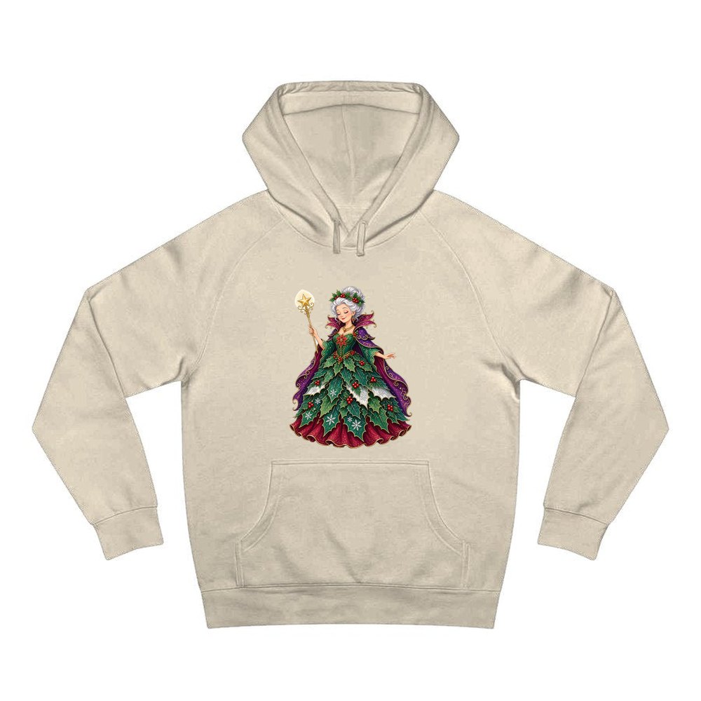 Holly Fairy Godmother personalised Christmas hoodie in sand