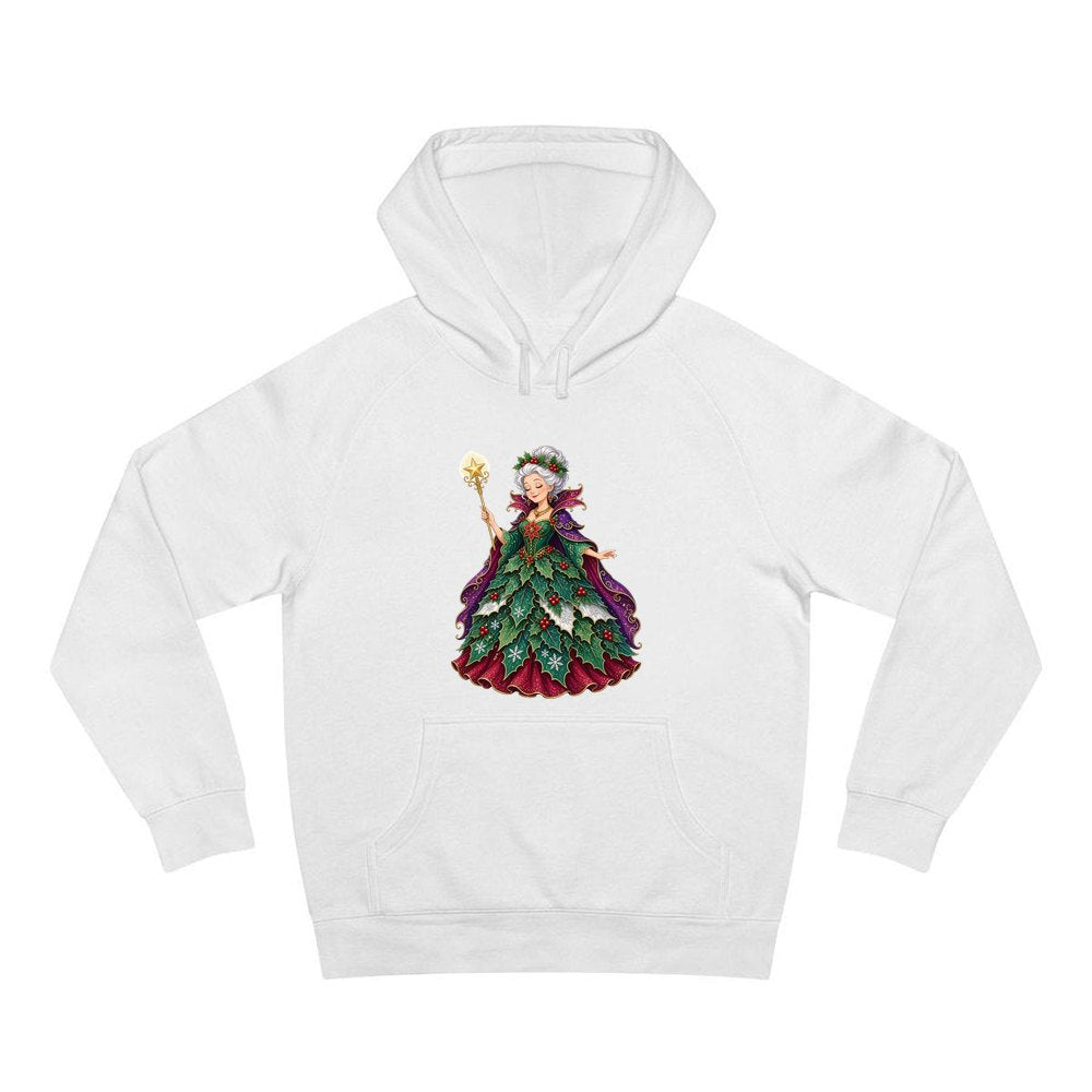 Holly Fairy Godmother personalised Christmas hoodie in white