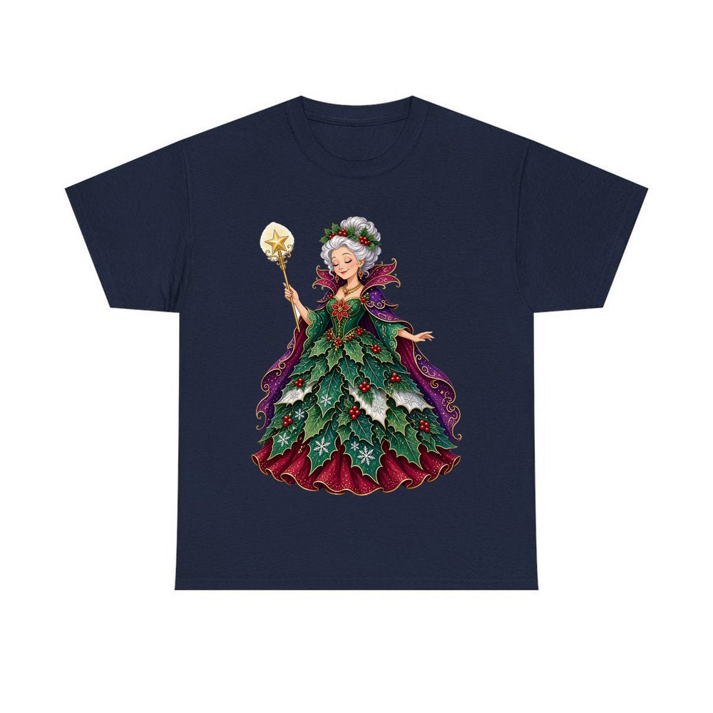 Holly Fairy Godmother personalised Christmas T-shirt in navy