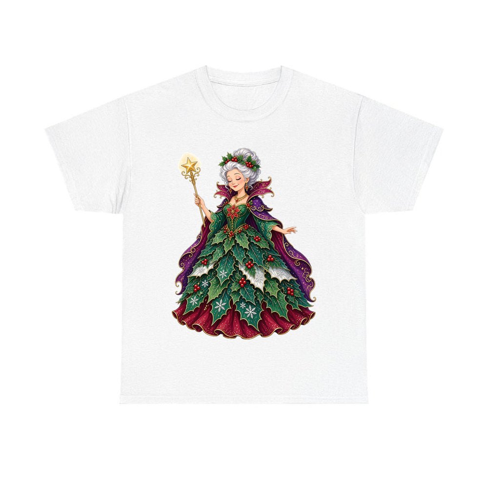 Holly Fairy Godmother personalised Christmas T-shirt in white