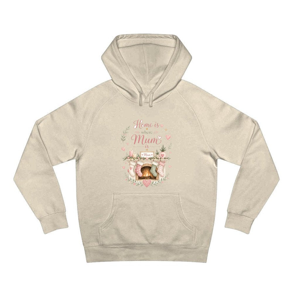 Home Is Where Mum Is personalised Christmas hoodie in sand