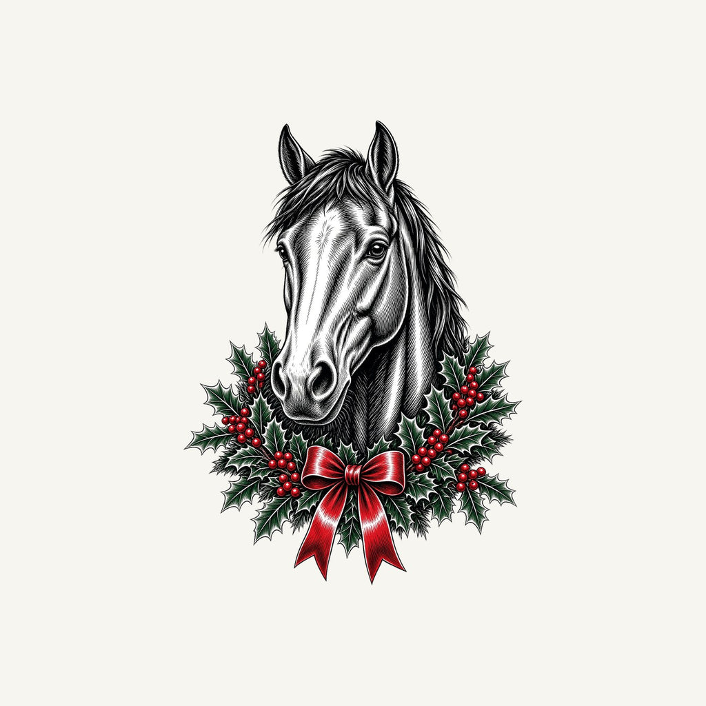Horse and Holly Wreath Personalised Santa Sack