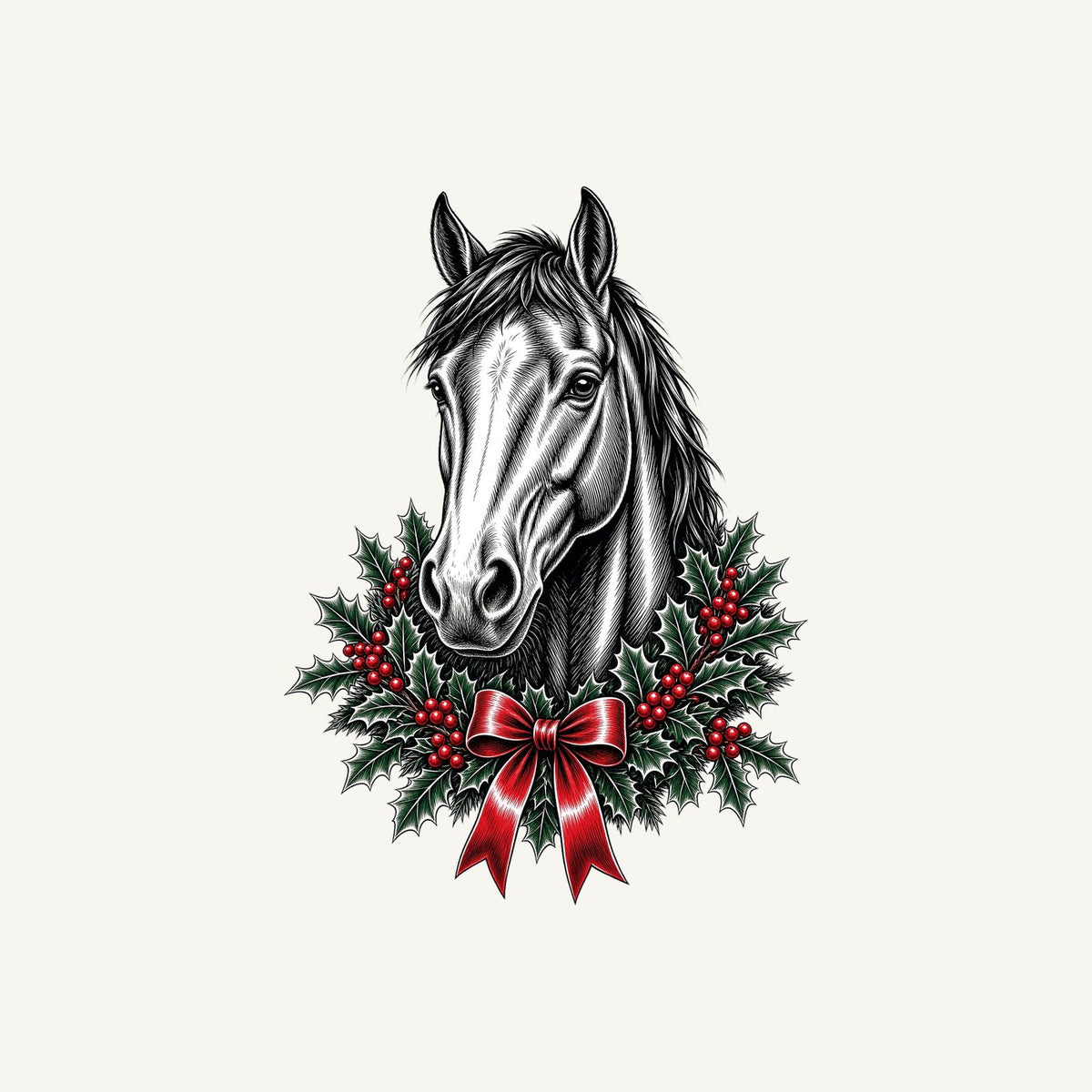 Horse and Holly Wreath Personalised Santa Sack