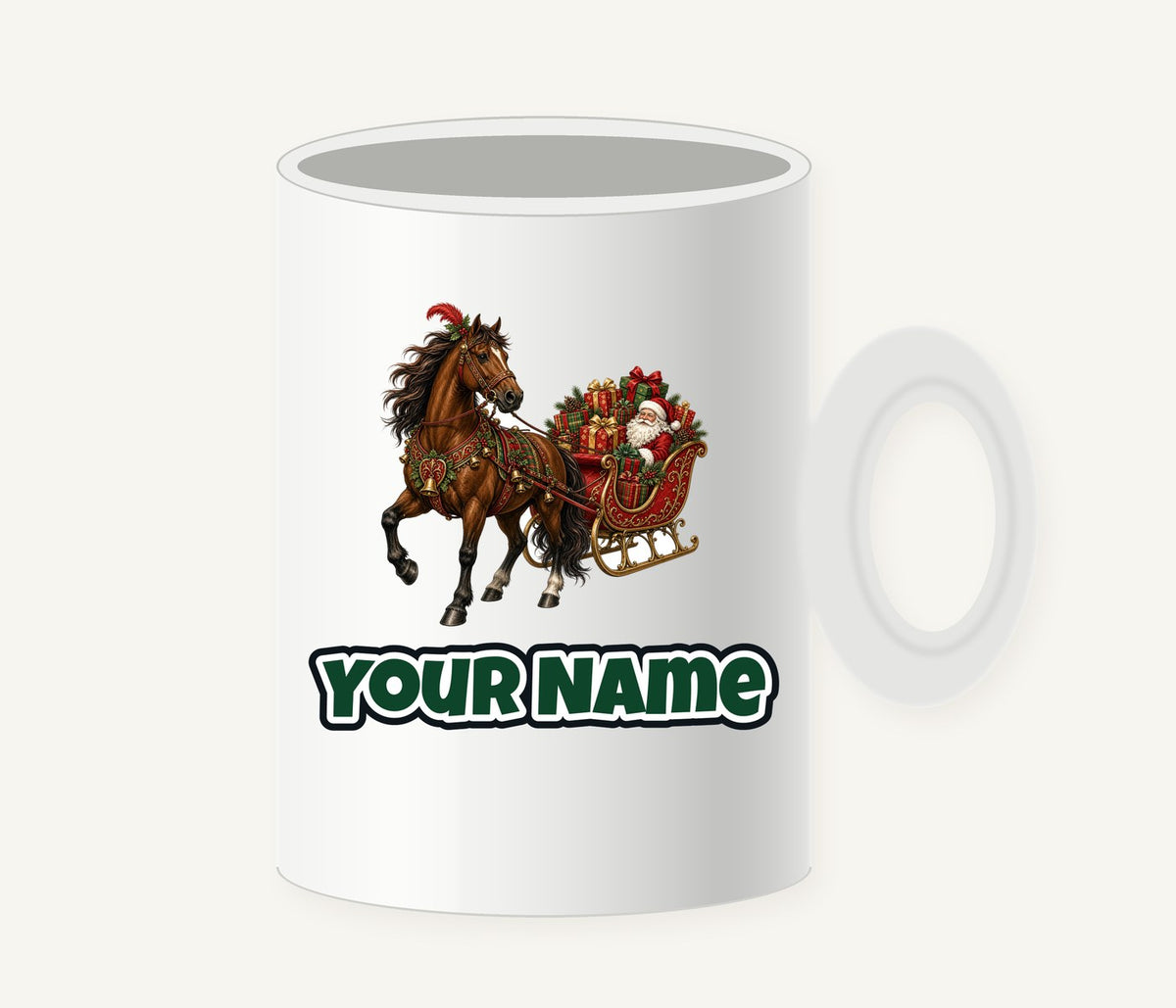 Horse Drawn Santa Sleigh Personalised Christmas Mug