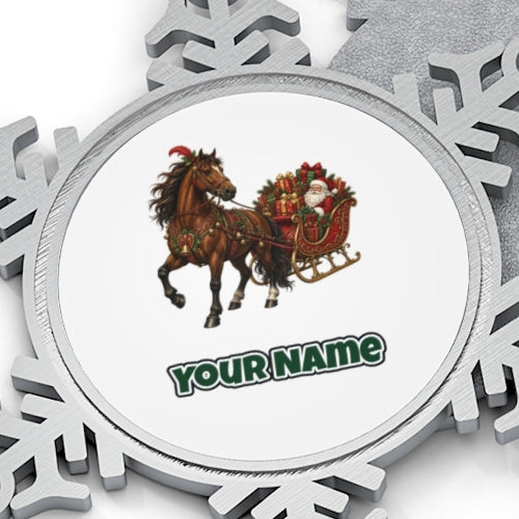 Horse Drawn Santa Sleigh Personalised Pewter Christmas Ornament