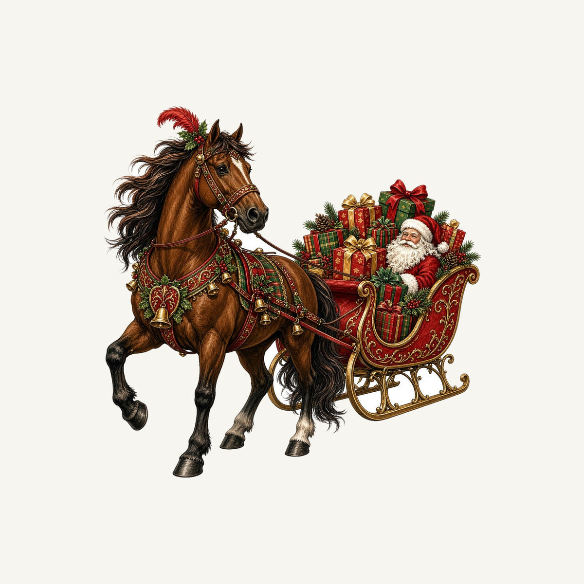 Horse Drawn Santa Sleigh Personalised Christmas T-Shirt and Hoodie