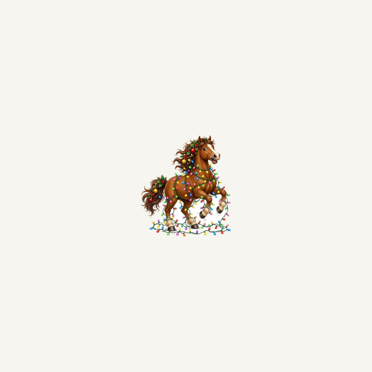 Horse Tangled in Lights Personalised Beach Towel
