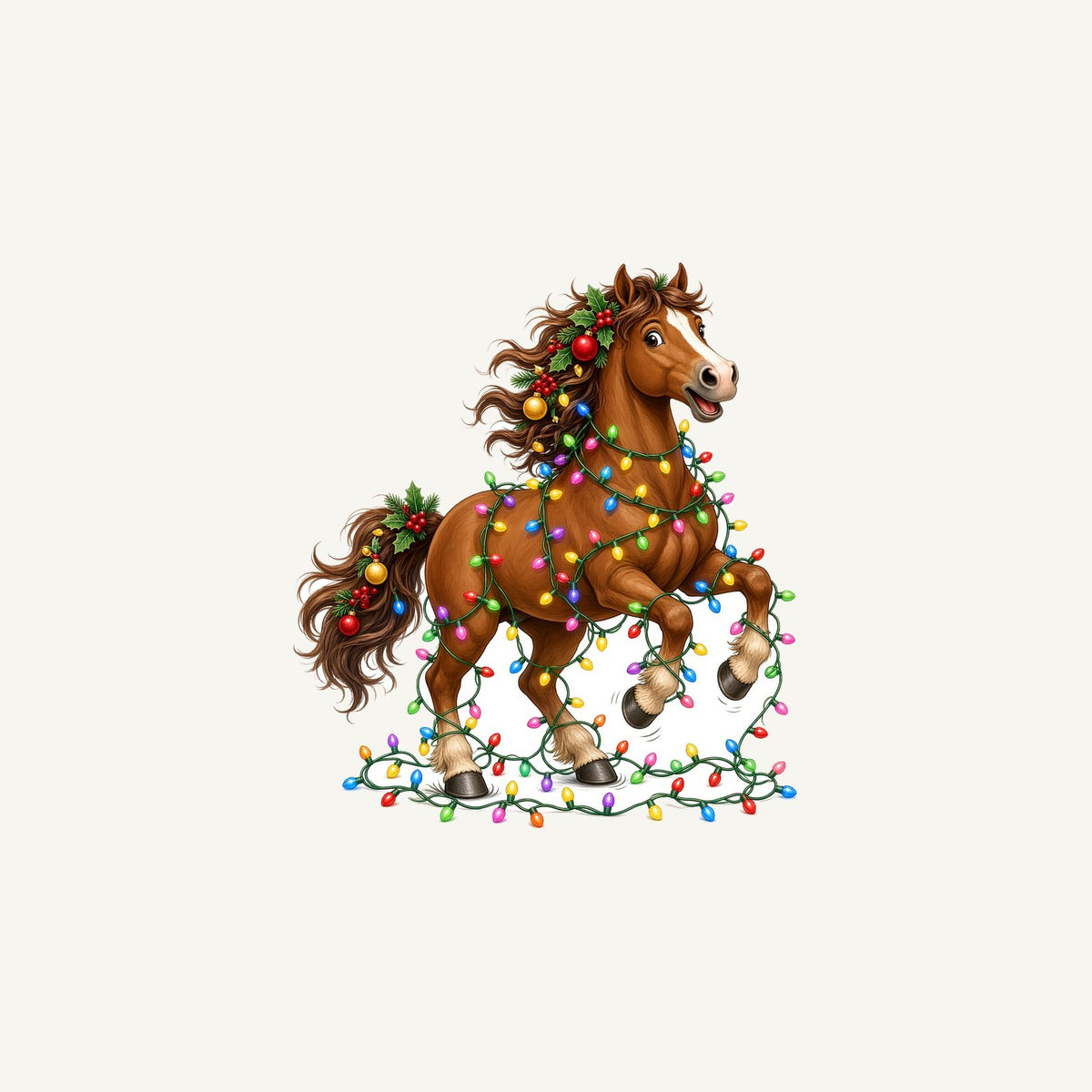 Horse Tangled in Lights Personalised Christmas Mug