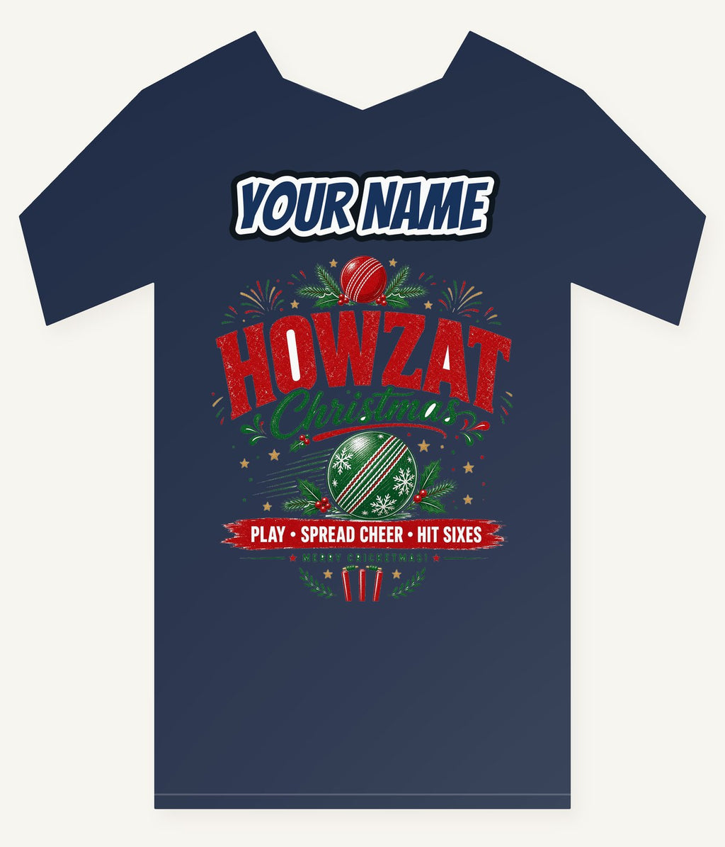 Howzat Cricket Christmas Personalised Kids and Baby Christmas Tee