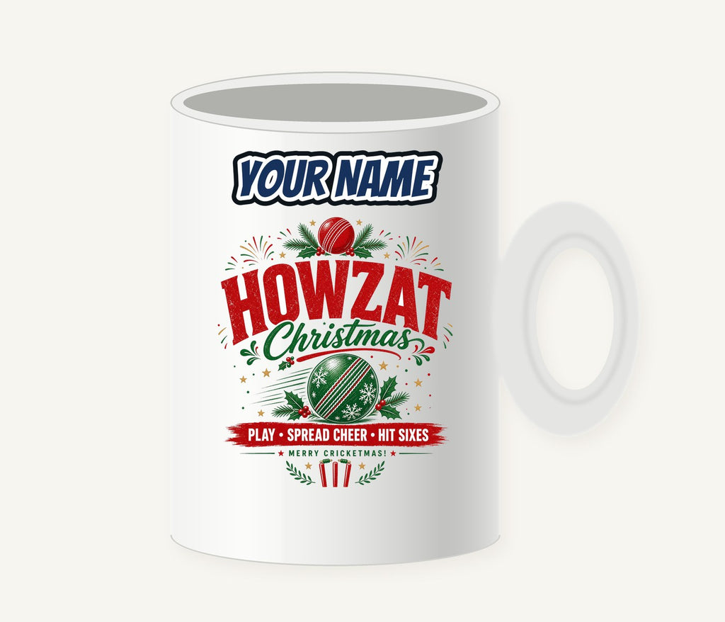 Howzat Cricket Christmas Personalised Christmas Mug