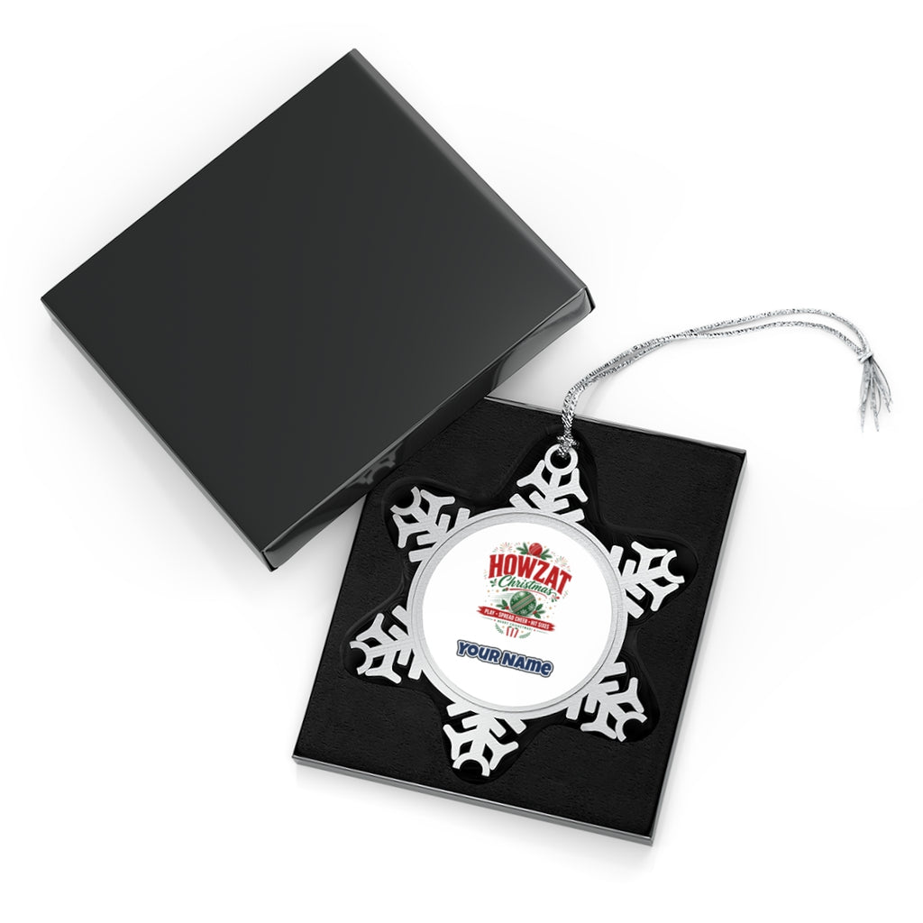 Howzat Cricket Christmas Personalised Pewter Christmas Ornament