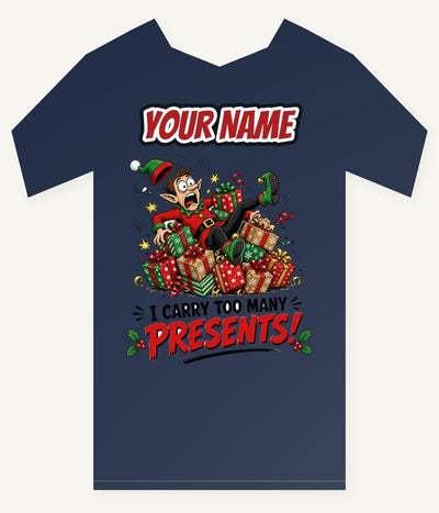 I Carry Too Many Presents Personalised Kids Tee and Baby Bodysuit