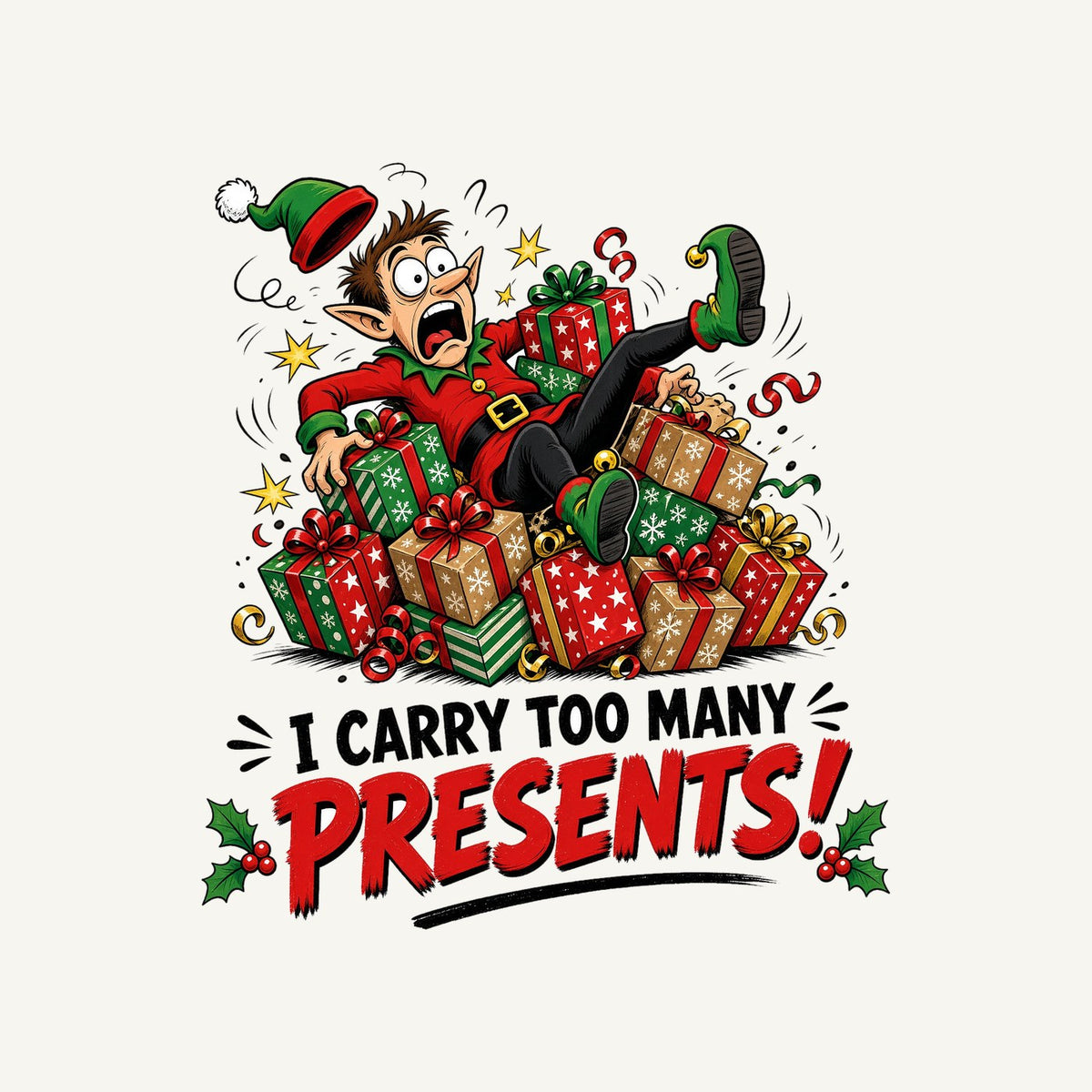 I Carry Too Many Presents Personalised Christmas T-Shirt and Hoodie
