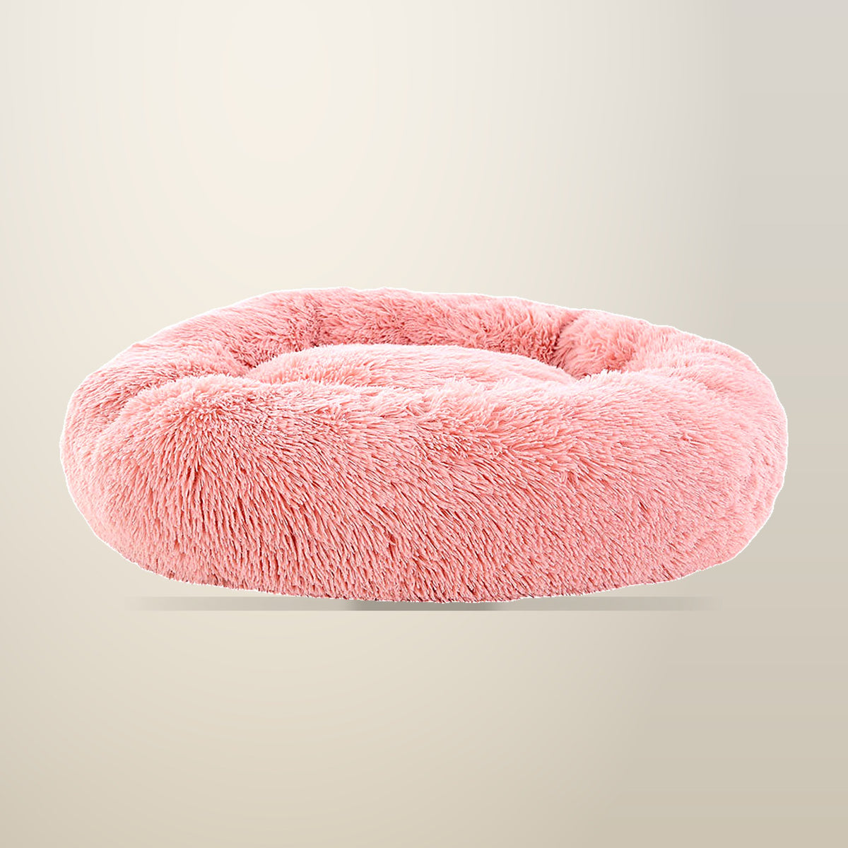 i.Pet Calming Plush Pet Bed, Pink, 90 cm, on a plain cream background