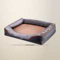 i.Pet Foam Pet Bed, Grey and Yellow, 120 cm, on a plain cream background