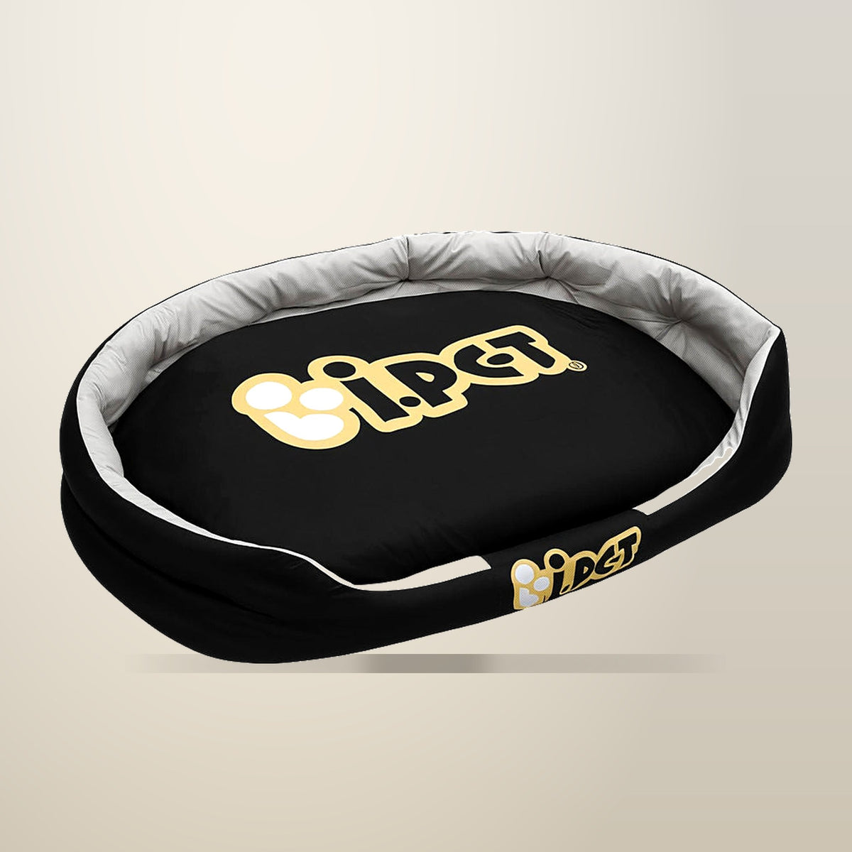 i.Pet XXL Dog Bed, Black, 130 cm, on a plain cream background