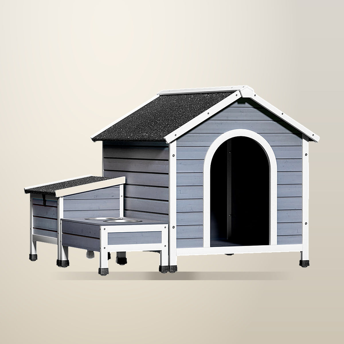 i.Pet Dog Kennel, Large, 92 cm, Grey and White, on a plain cream background