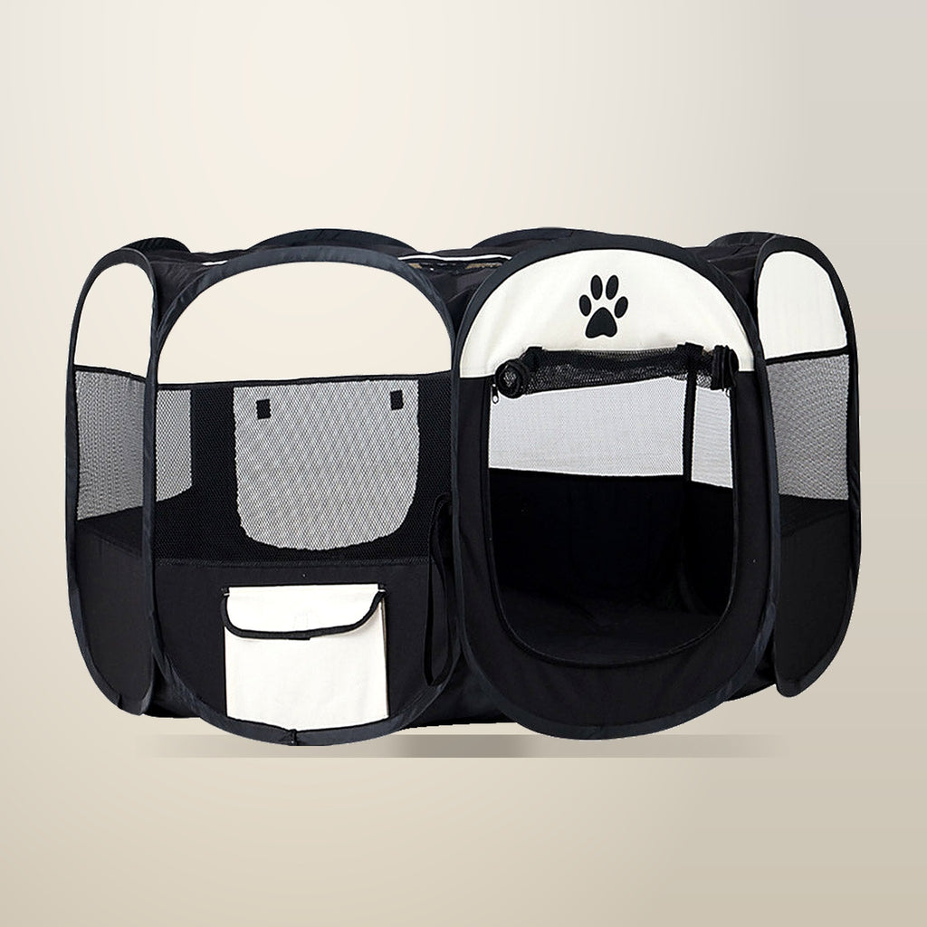 i.Pet Dog Playpen Tent, 3XL, Black and White, on a plain cream background