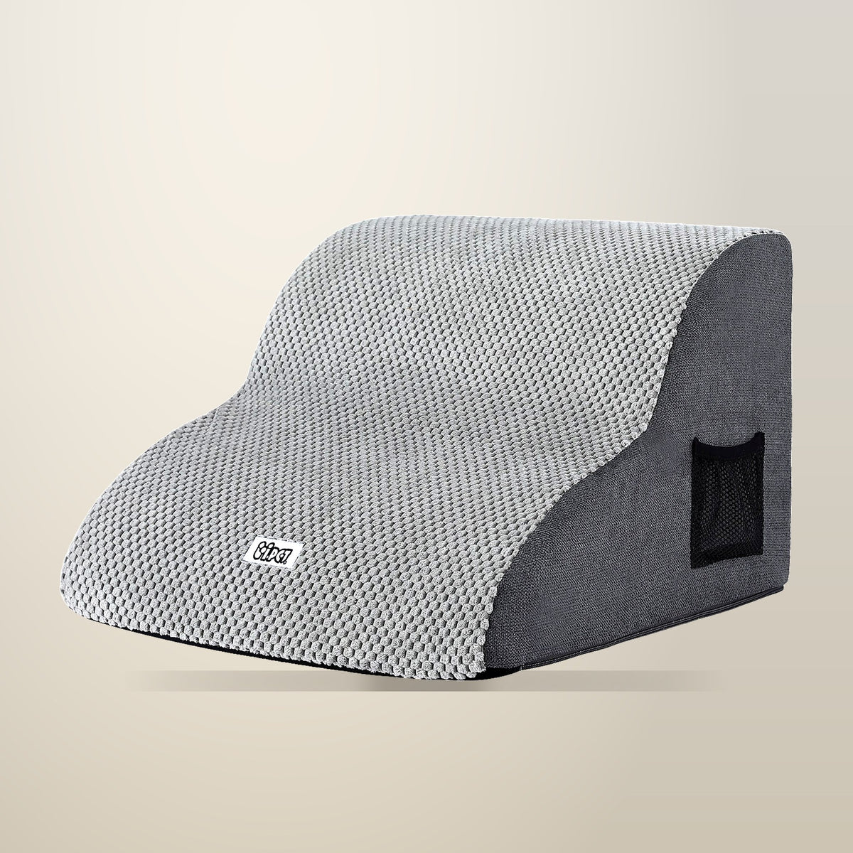 i.Pet Dog Ramp, 2 Steps, Grey, Non-Slip Foam, on a plain cream background