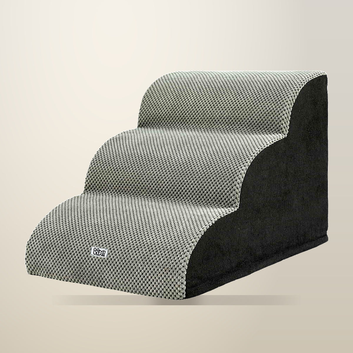i.Pet Dog Ramp, 3 Tier, Grey, Foam Steps, on a plain cream background