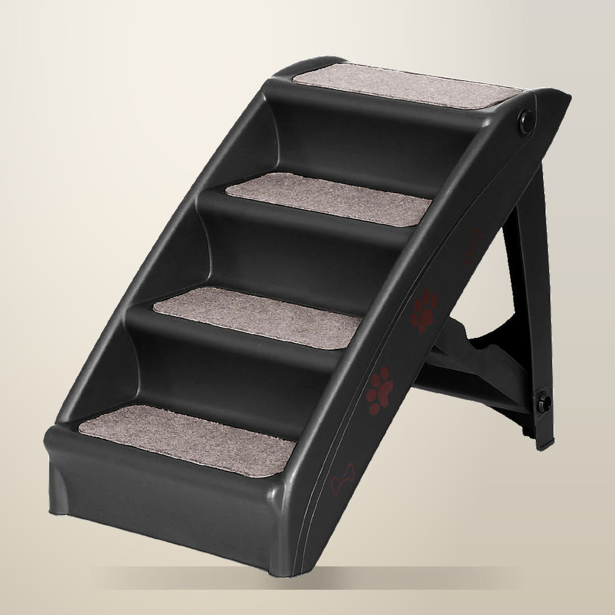i.Pet Dog Ramp Steps, Black, 76 kg Capacity, on a plain cream background