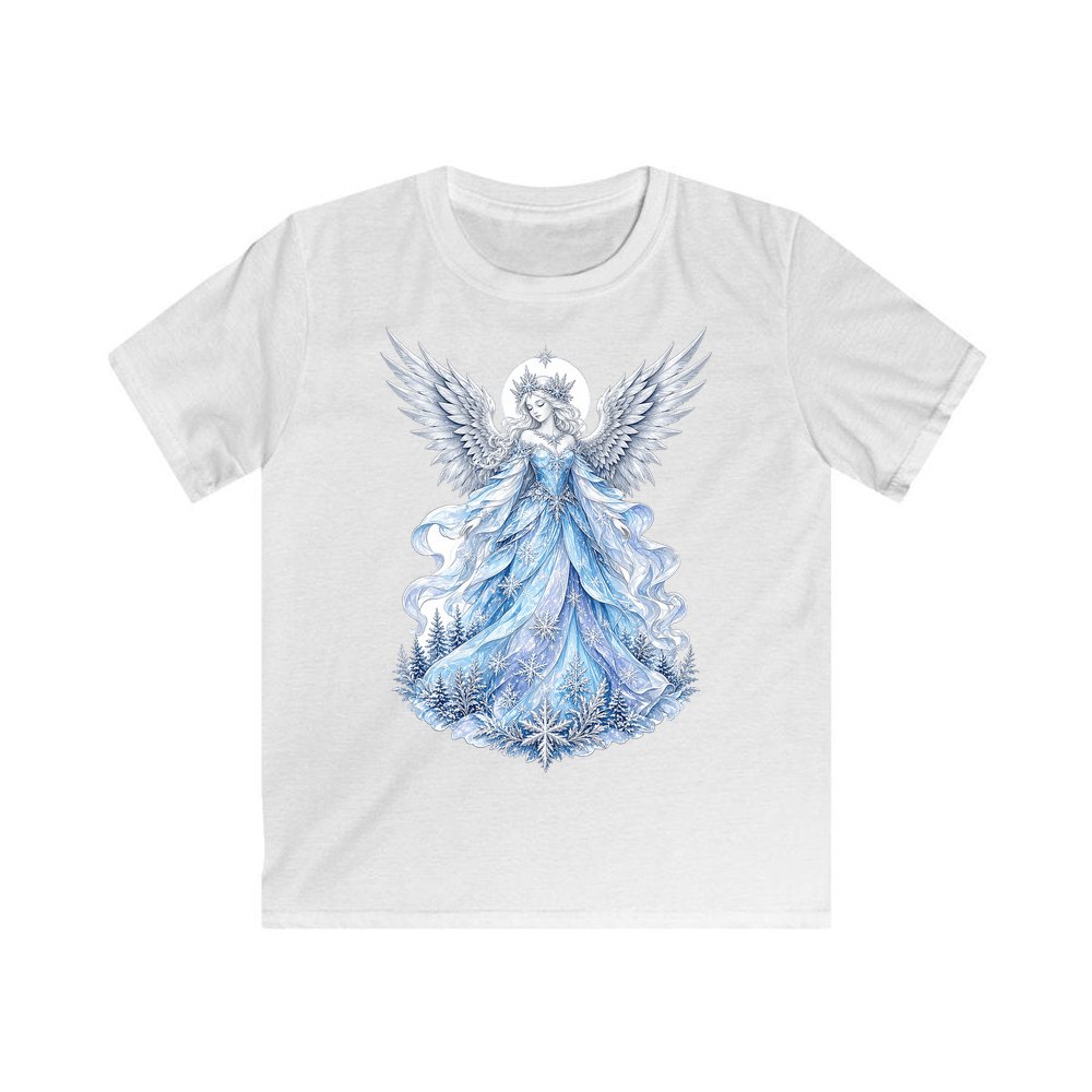 Ice Angel In Snow Gown personalised kids Christmas tee in white