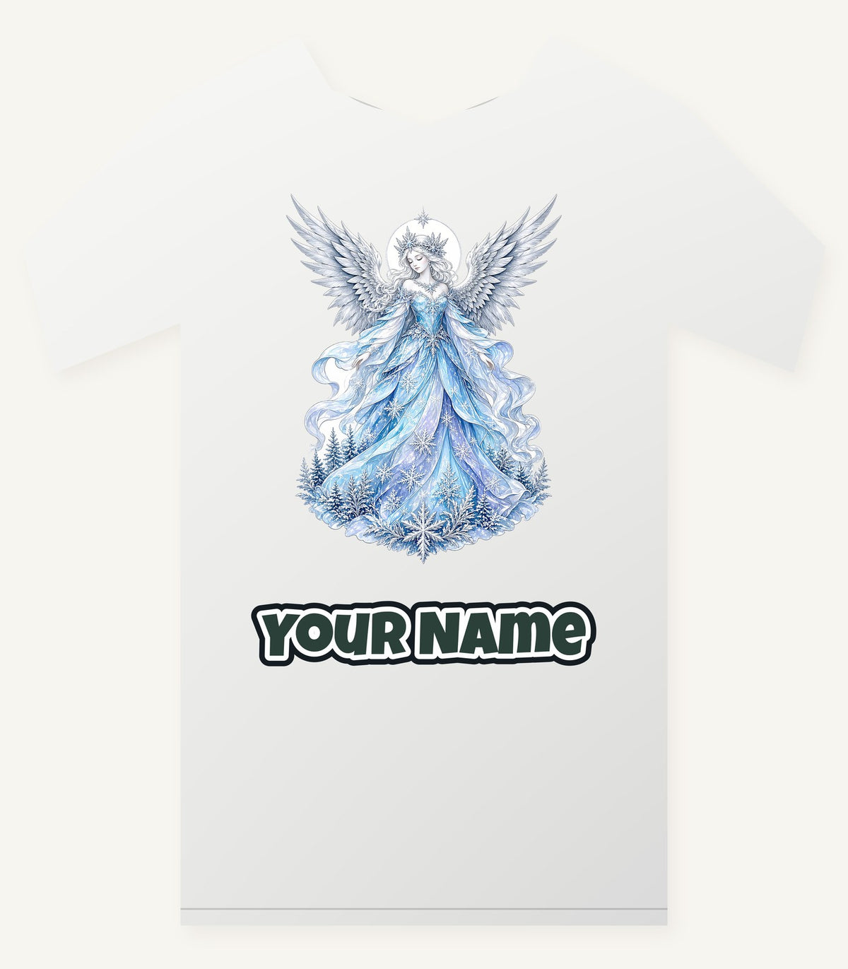 Ice Angel In Snow Gown Personalised Christmas T-Shirt and Hoodie