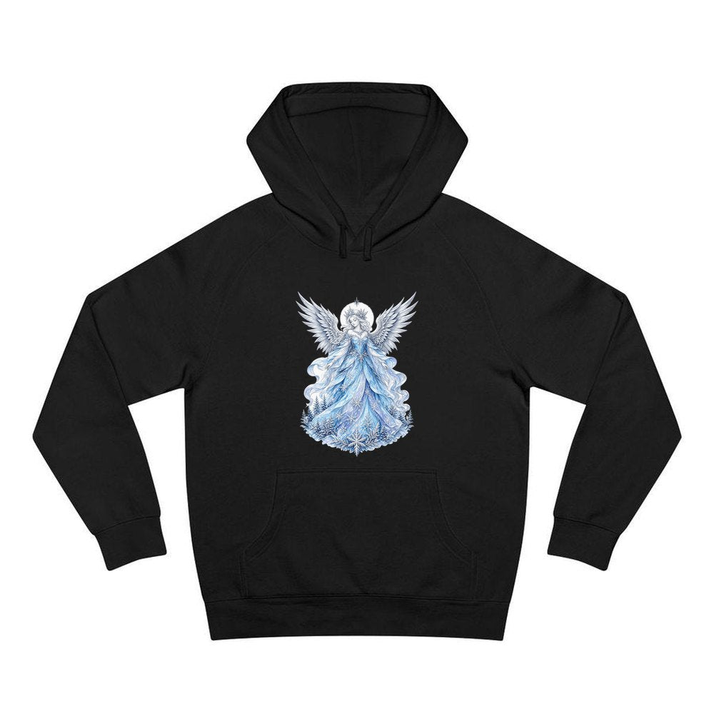 Ice Angel In Snow Gown personalised Christmas hoodie in black