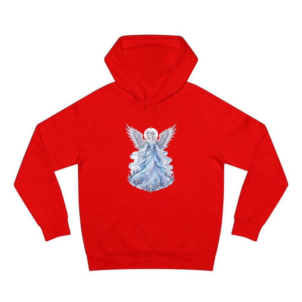 Ice Angel In Snow Gown personalised Christmas hoodie in red