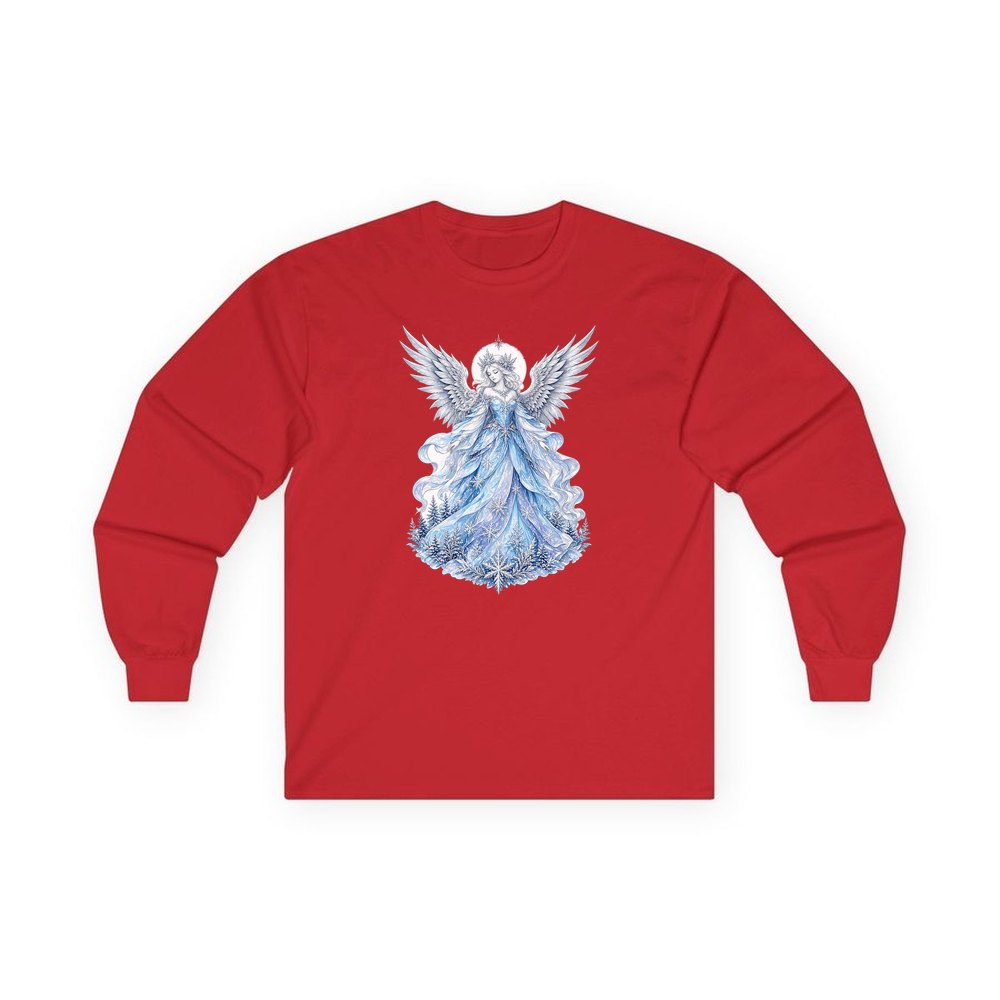 Ice Angel In Snow Gown personalised long sleeve Christmas T-shirt in red