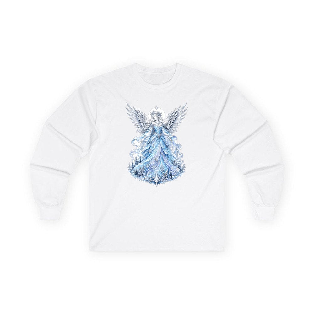 Ice Angel In Snow Gown personalised long sleeve Christmas T-shirt in white