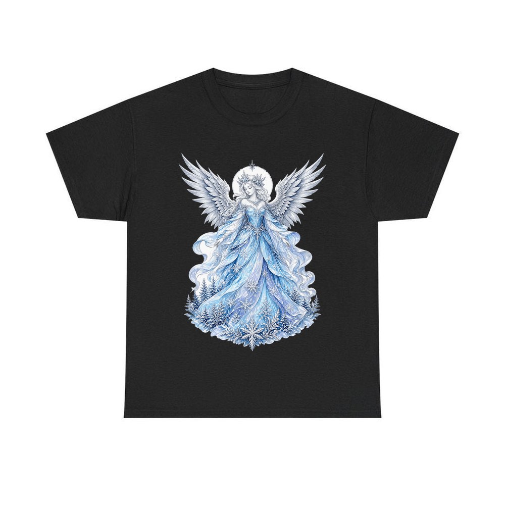Ice Angel In Snow Gown personalised Christmas T-shirt in black