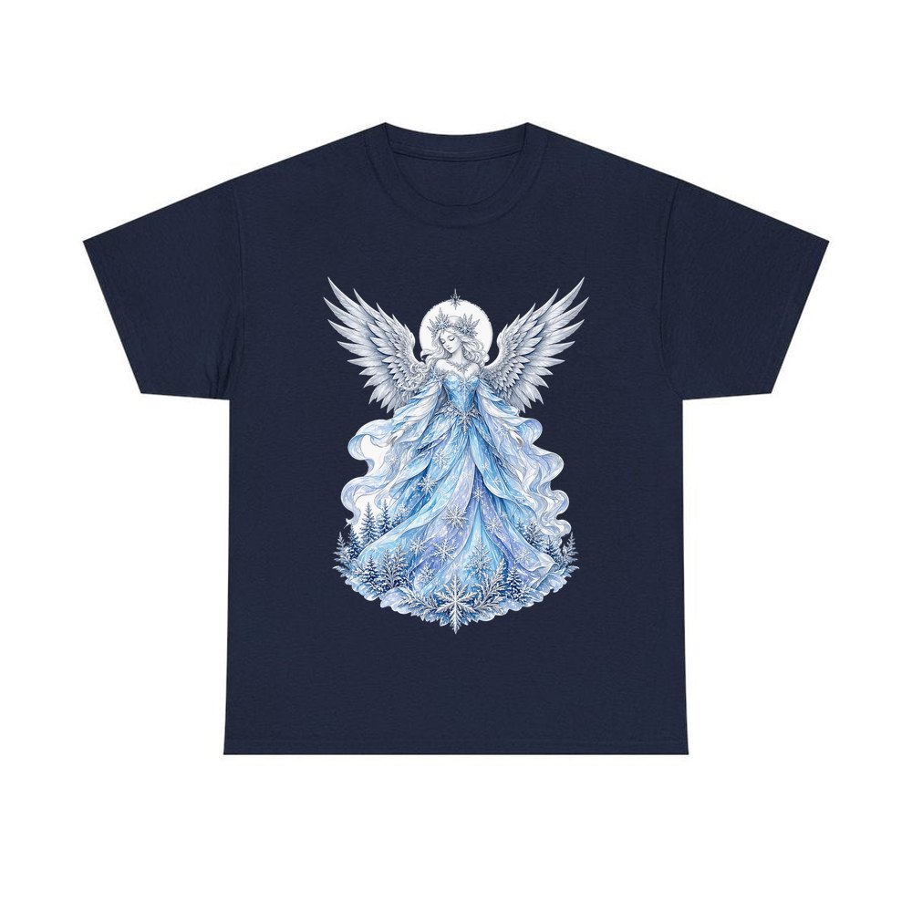 Ice Angel In Snow Gown personalised Christmas T-shirt in navy