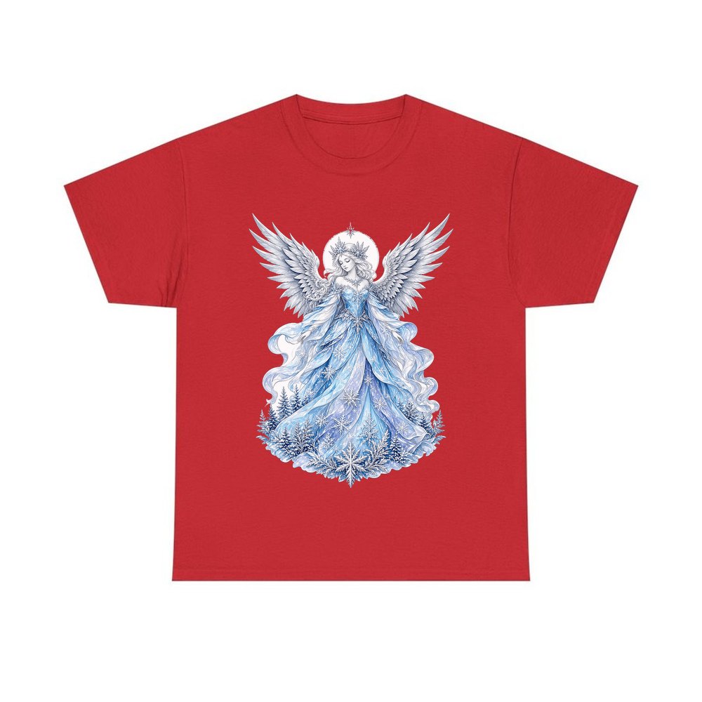 Ice Angel In Snow Gown personalised Christmas T-shirt in red
