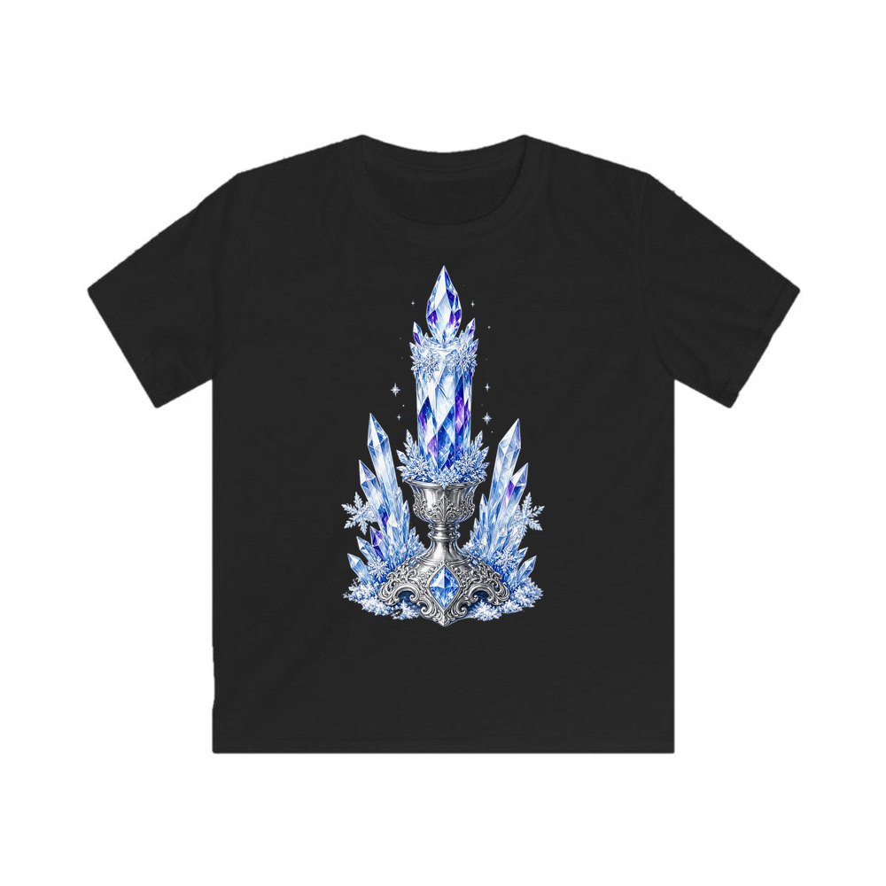 Ice Crystal Candle personalised kids Christmas tee in black