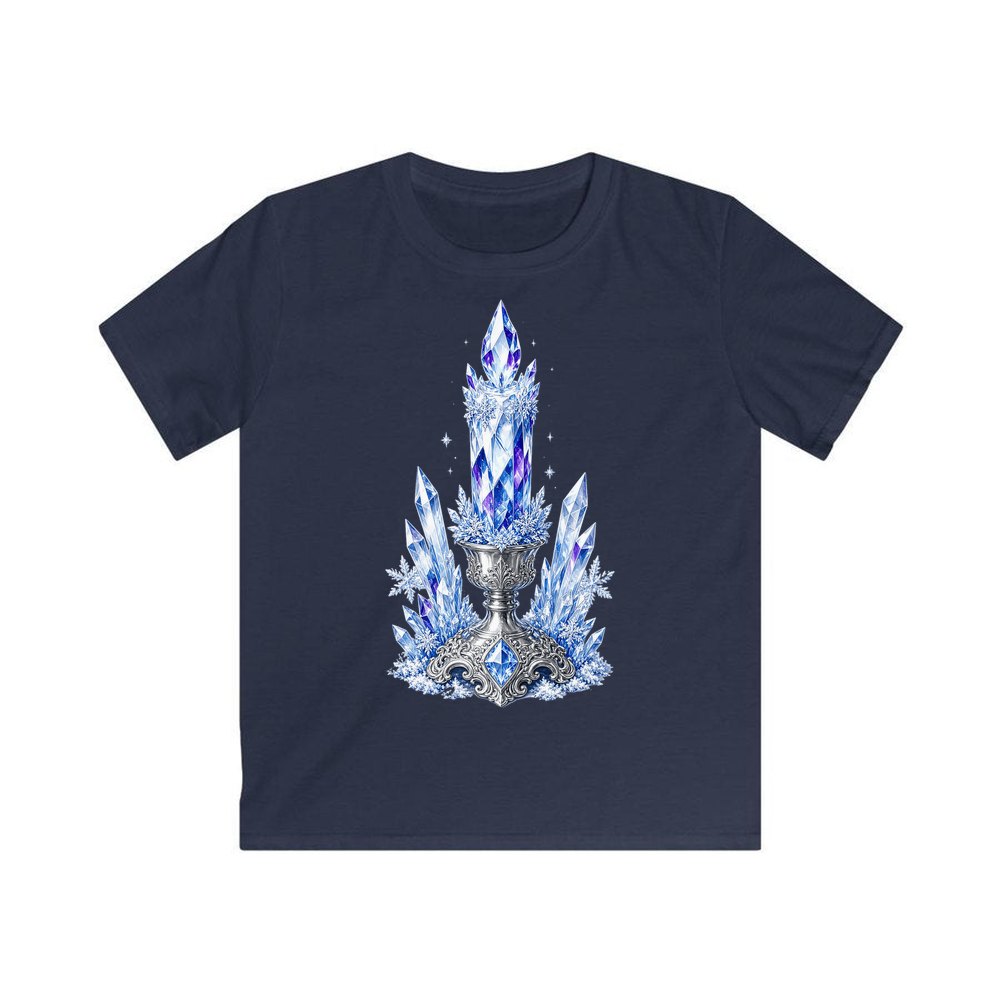 Ice Crystal Candle personalised kids Christmas tee in navy